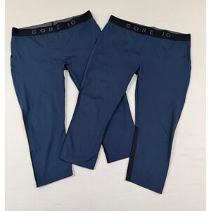 2 - Core 10 Women's Navy Blue Mesh Panel Cropped Leggings Size 2X Activewear